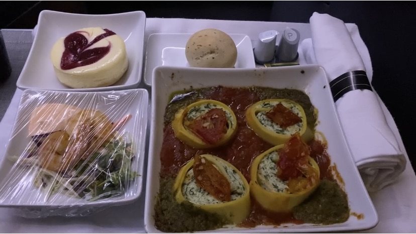 American Airlines Business Class Abendessen