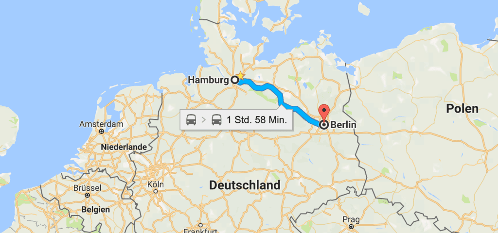 Strecke von Hamburg nach Berlin