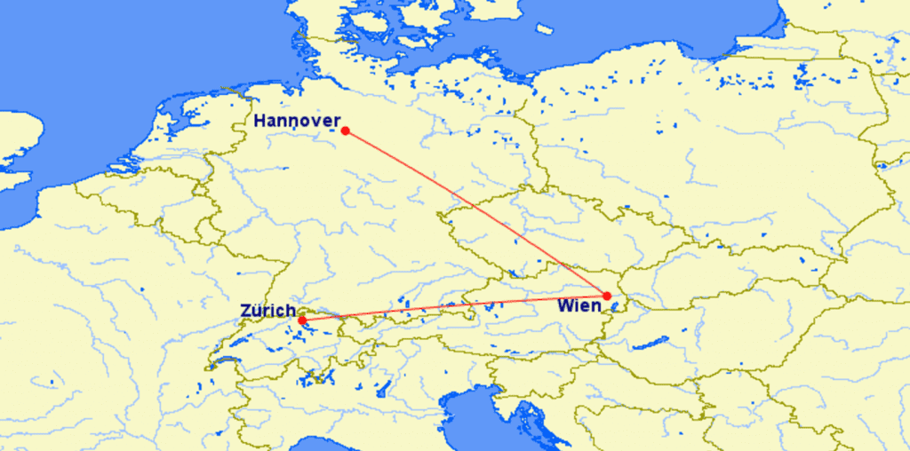 Mileage Run Hannover nach Zürich über Wien