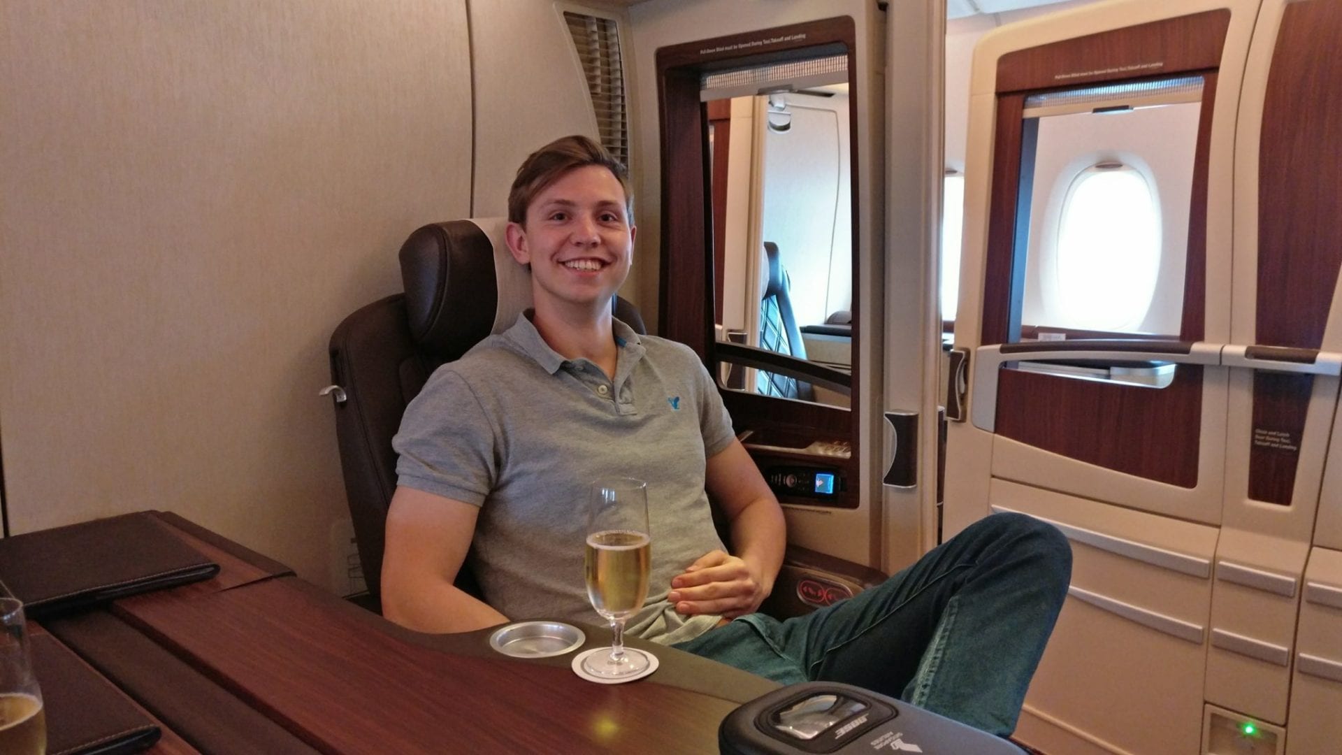 Moritz in der Singapore Airlines Suites Class A380
