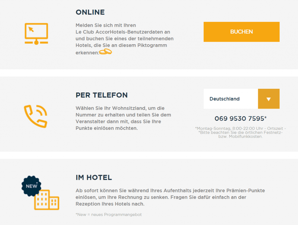 Einlösug Club Accor Punkte