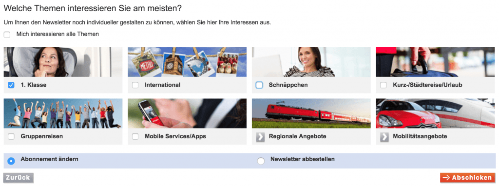 bahn.bonus Newsletter für die erste Klasse