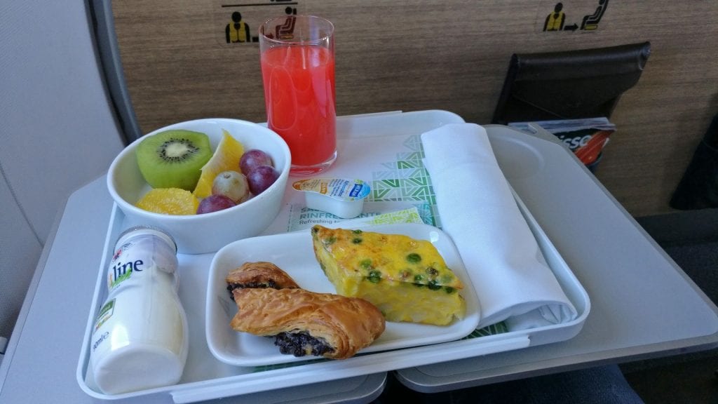 Alitalia Business Class Airbus A320 Breakfast
