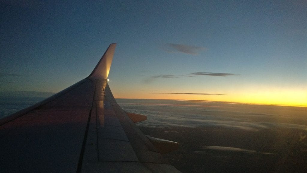 Sonnenaufgang Ryanair Flugzeug