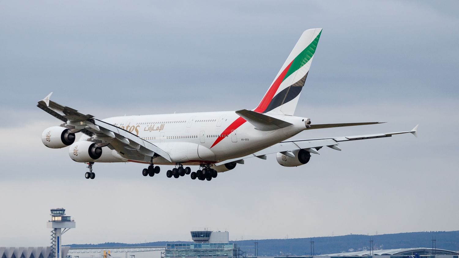 Emirates Airbus A380 Landeanflug Frankfurt