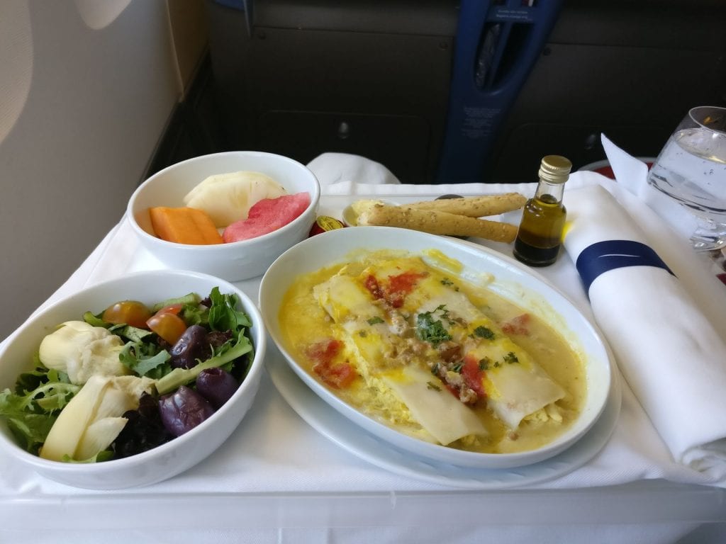 LATAM Business Class Boeing 767 Lunch