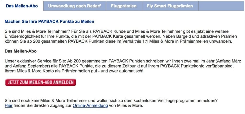 Payback Punkte zu Miles and More transferieren 