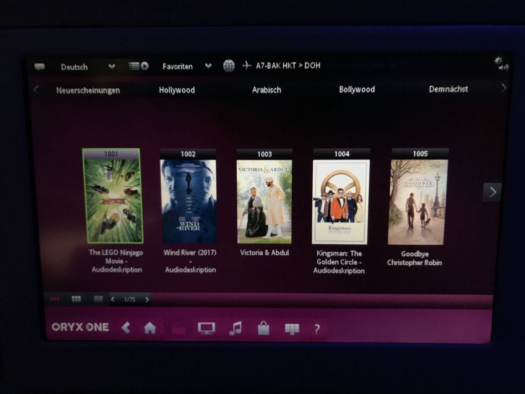 Qatar Airways Business Class Boeing777 Bildschirm 2