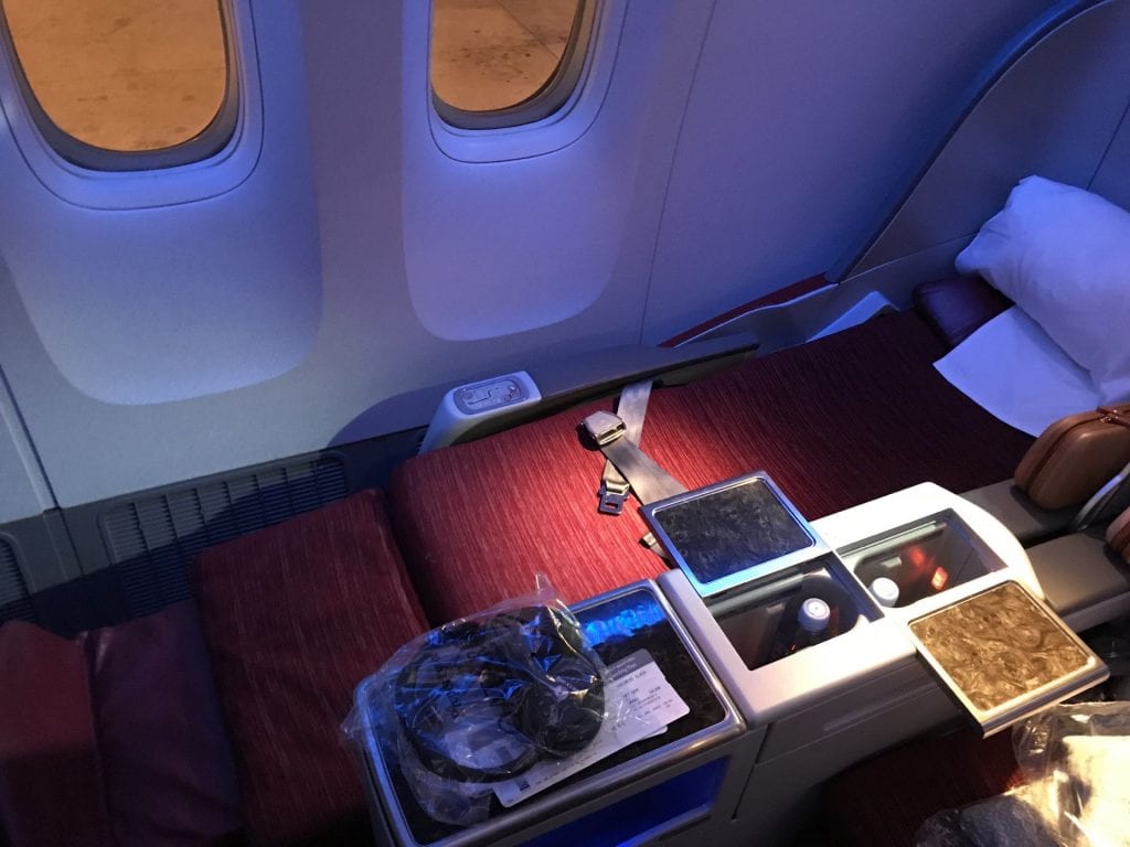 Qatar Airways Business Class Boeing777 Sitz Liegeposition