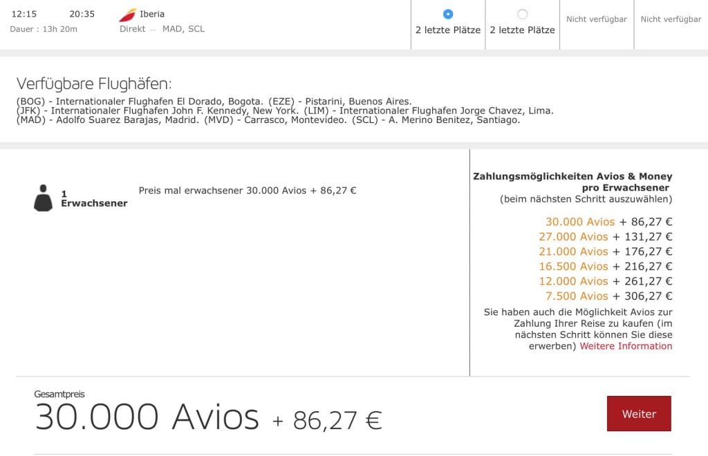 Meilen einlösen im British Airways Executive Club – MAD – SCL IB