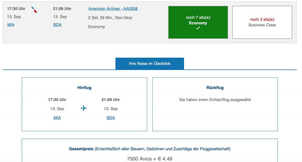 Meilen einlösen im British Airways Executive Club – MIA – BDA Y