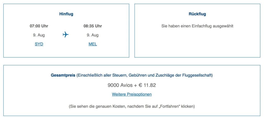 Meilen einlösen im British Airways Executive Club – SYD – MEL