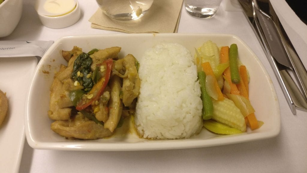 Cathay Pacific Business Class Boeing 777 300 Dinner 6