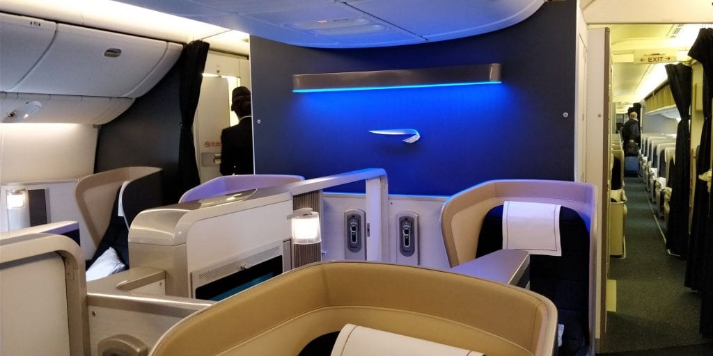 British Airways First Class Boeing 777 Kabine hintere Reihe mileage run