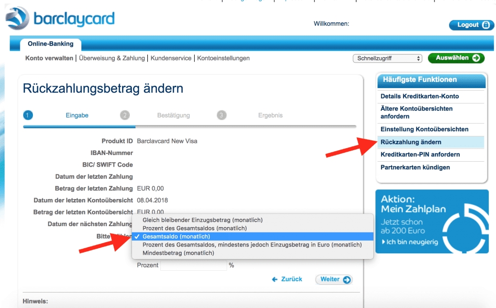 barclaycard new visa test rückzahlung