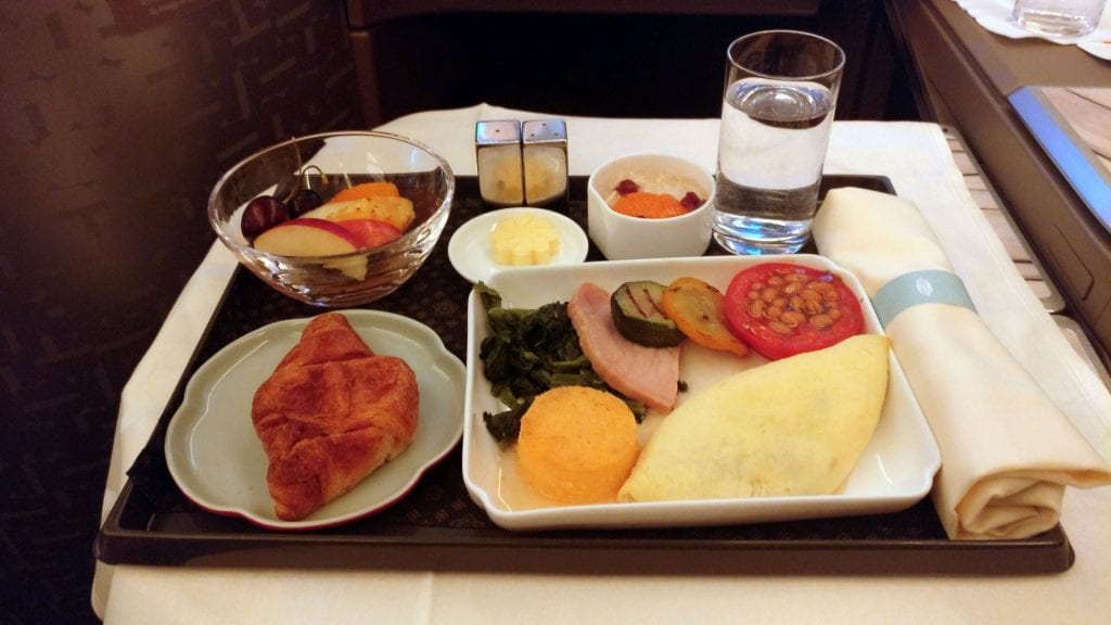 China Airlines Business Class Frühstück