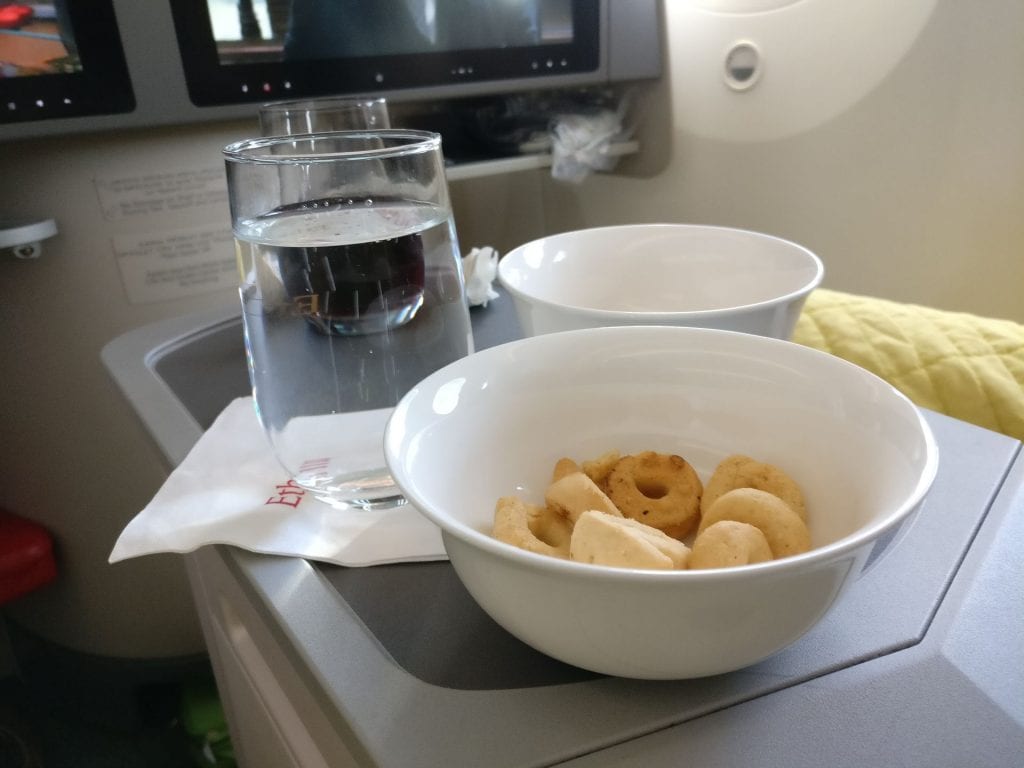 Ethiopian Airlines Business Class Boeing 787 Welcome Drink 3