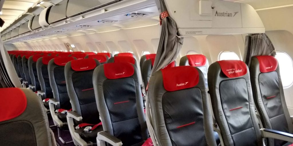 Austrian Airlines Business Class Kurzstrecke A320 Sitze Vorhang