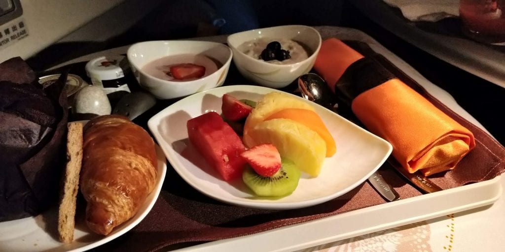 Eva Air Business Class Boeing 777 Frühstück