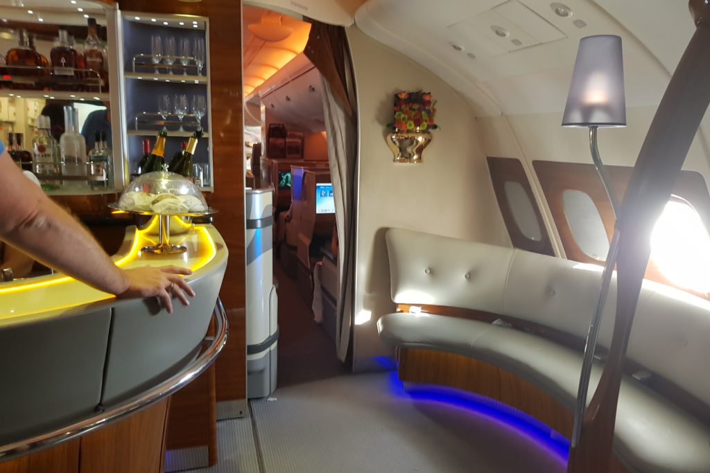 Emirates Business Class Airbus A380 Bar Sofas