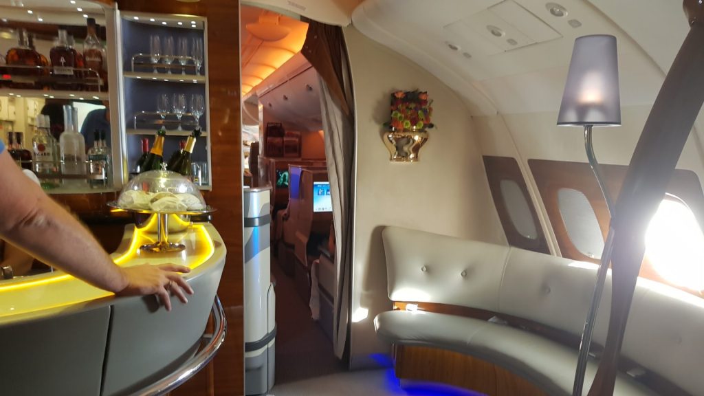 Emirates Business Class Airbus A380 Bar Sofas
