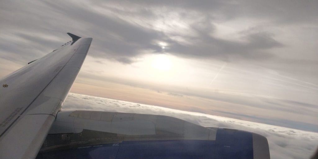 Sonnenuntergang Himmel Flugzeug Flügel British Airways