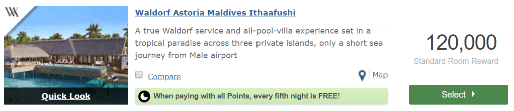 Waldorf Astoria Maldives Punkte