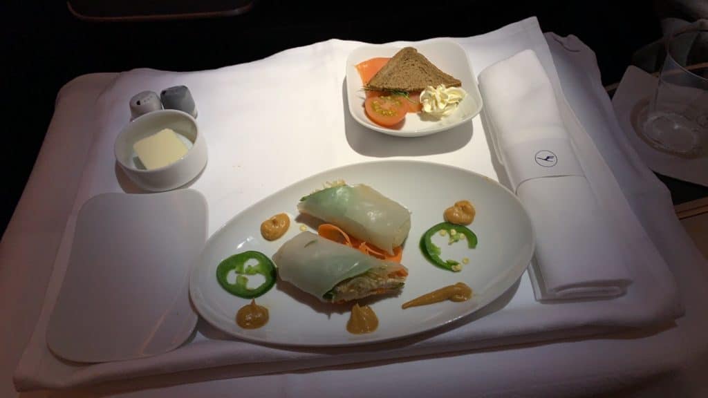 Lufthansa Business Class Airbus A380 Vorspeise