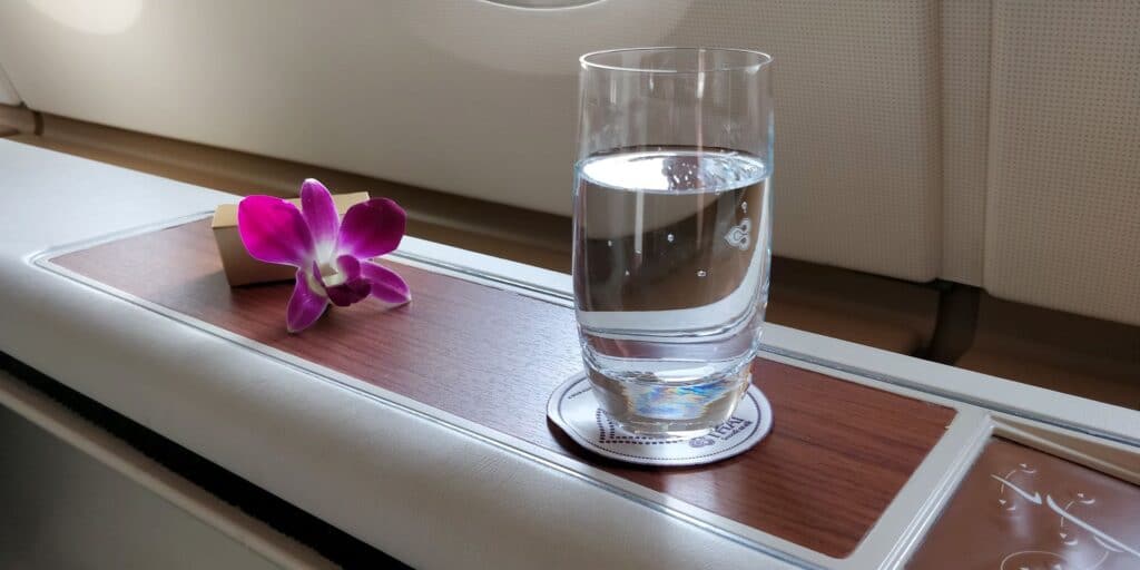 Thai Airways First Class Airbus A380 Willkommensgetränk