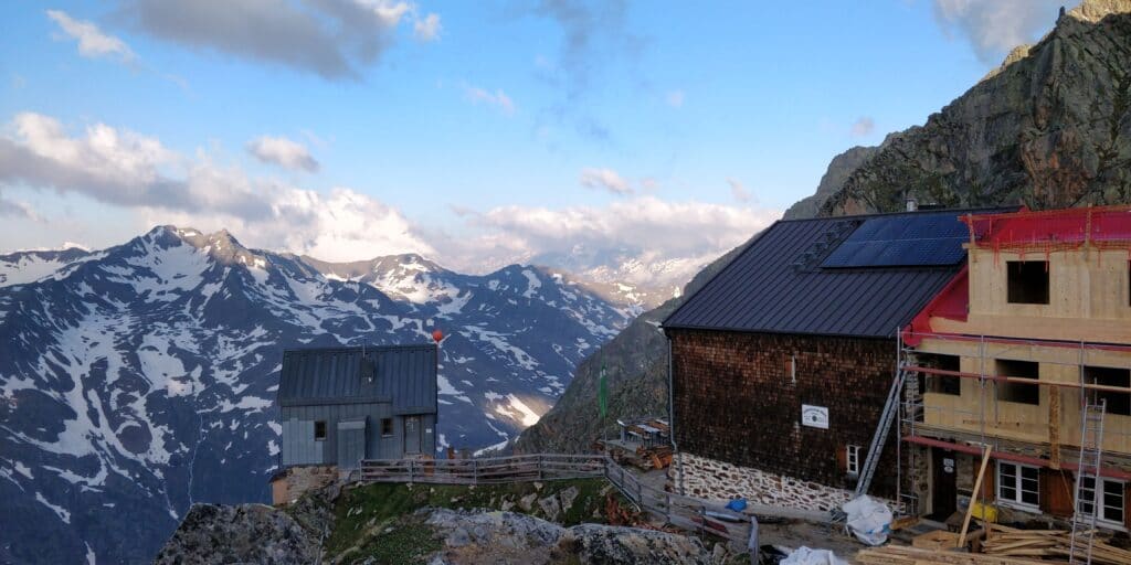 Alpen Hütte Berge Schnee