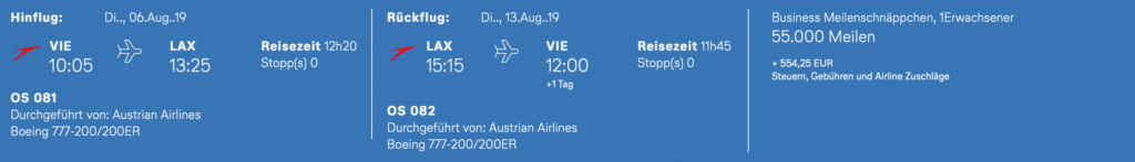Austrian Meilenschnäppchen August 2019