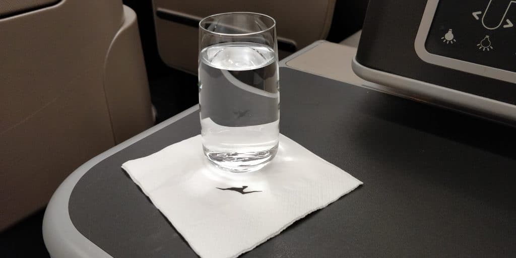 Qantas Business Class Airbus A330 Welcome Drink