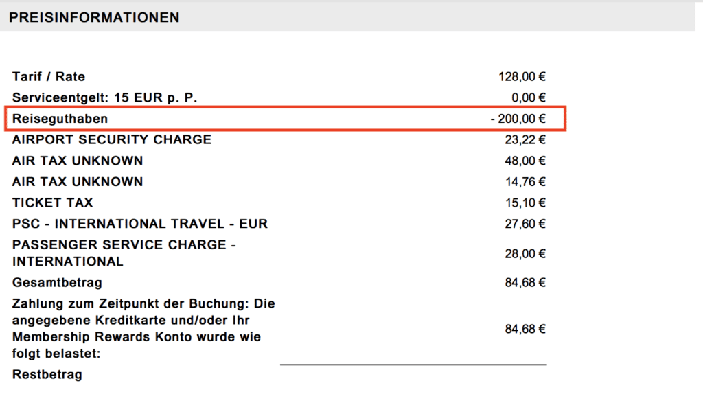 Amex Reiseguthaben Eingelöst