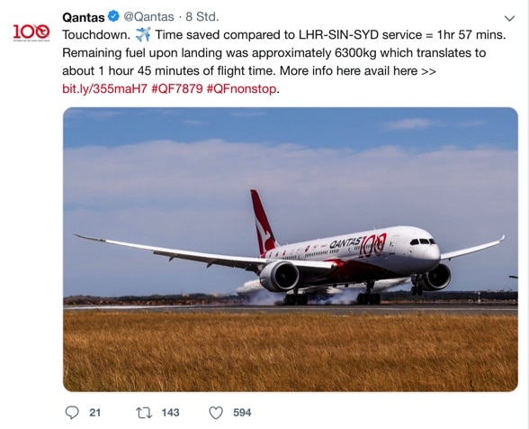 Qantas Boeing 787-9 Touchdown Sydney
