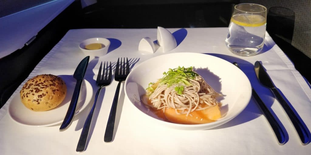 Virgin Australia Business Class Airbus A330 Abendessen