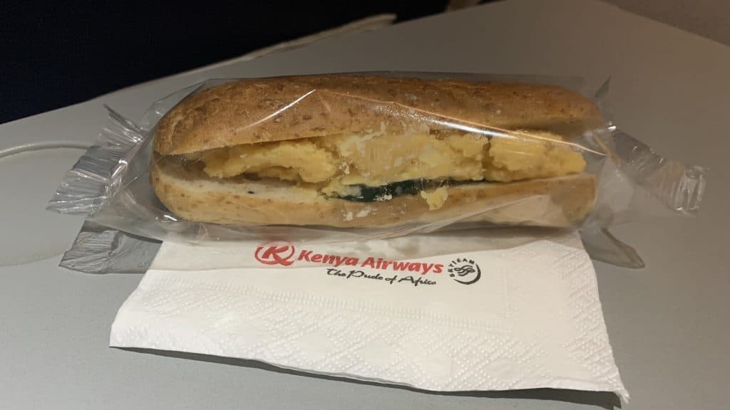 Kenya Airways Economy Class Kurzstrecke Snack