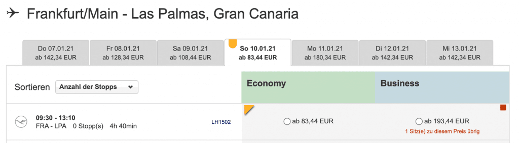 Lufthansa Flüge