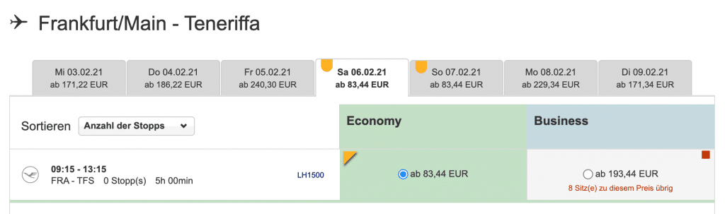 Teneriffa Lufthansa Flüge