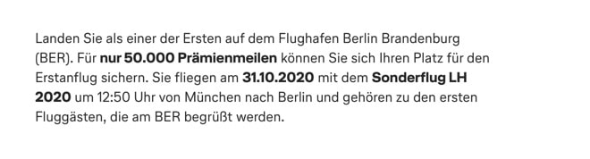 Lufthansa Sonderflüge BER