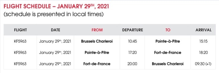 Air Belgium Schedule