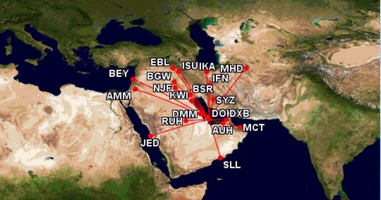 Qatar Airways Streckennetz Middle East