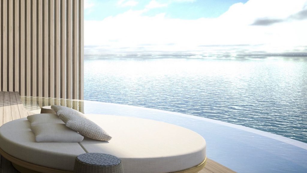 Ritz Carlton Malediven Feri Inseln Wasservilla Terrasse