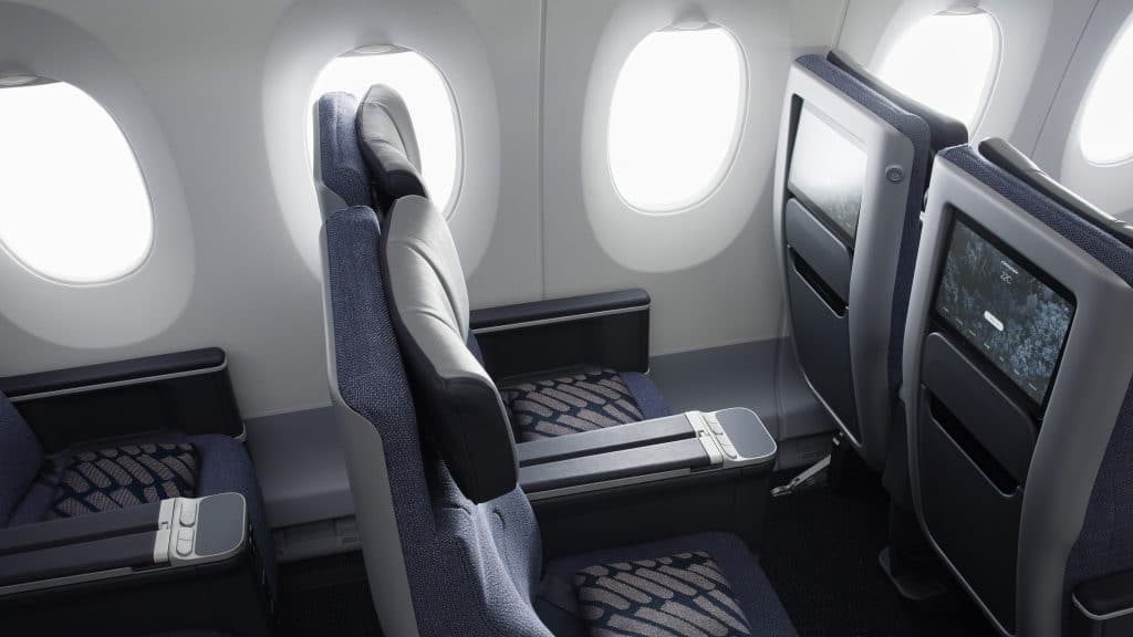Finnair A350 Premium Economy Class Seat With Blanket Sideview Cropped