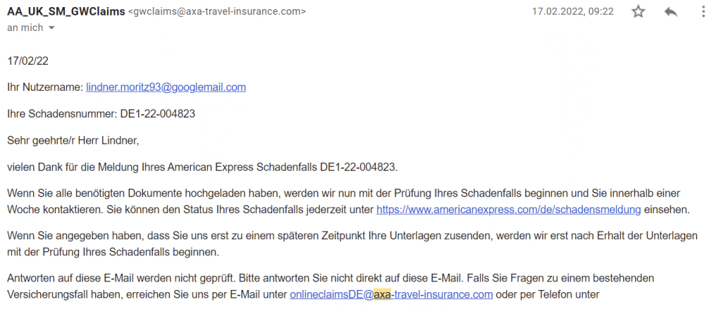 AXA Schadensfallprüfung