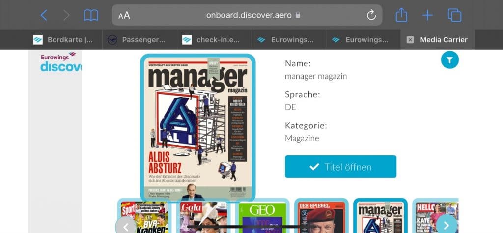Eurowings Discover Business Class Airbus A330 Onboard Cloud Manager Magazin