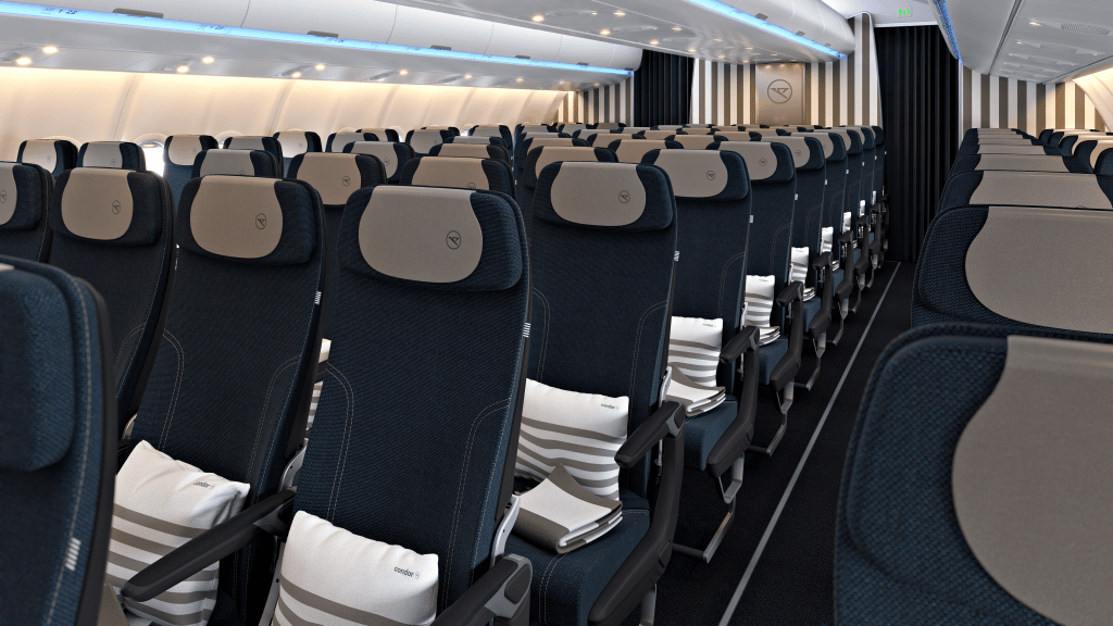 Die Economy Class der neuen Airbus A330neo Kabine