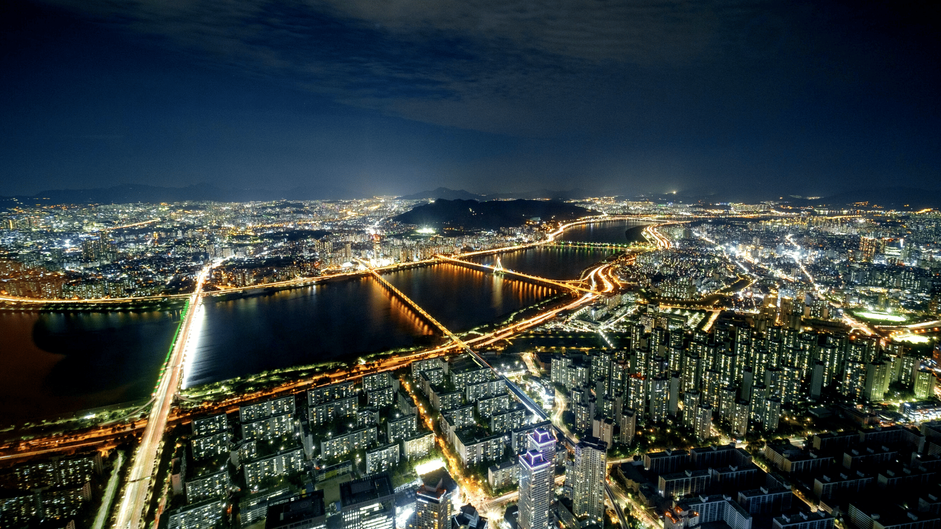 Seoul Ausblick Bei Nacht