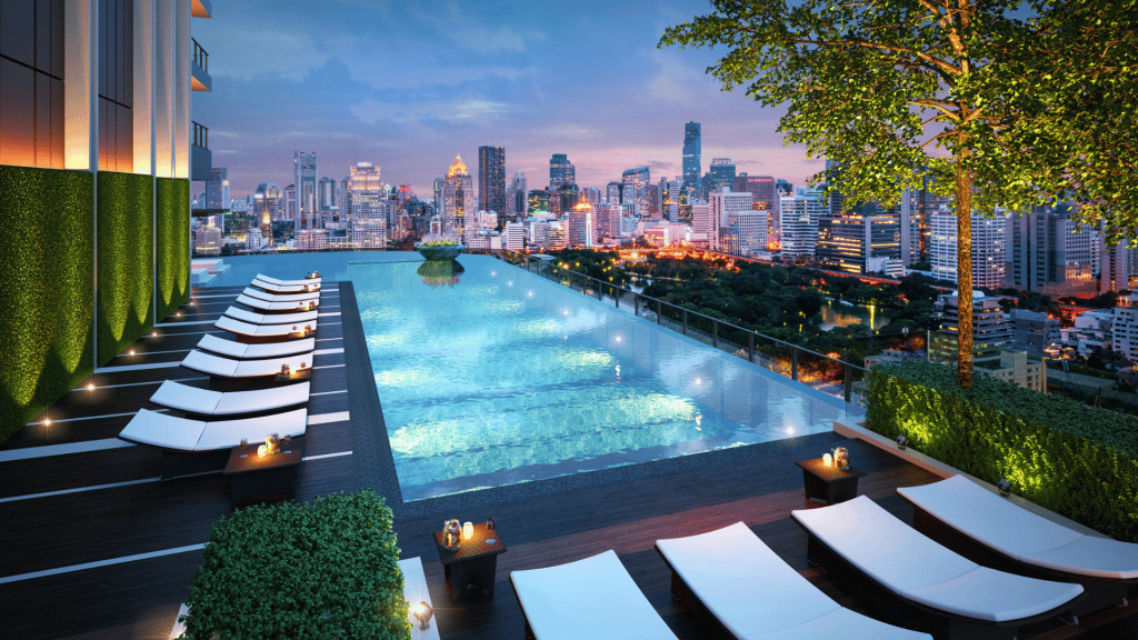 Sindhorn Kempinski Hotel Bangkok Pool Nacht