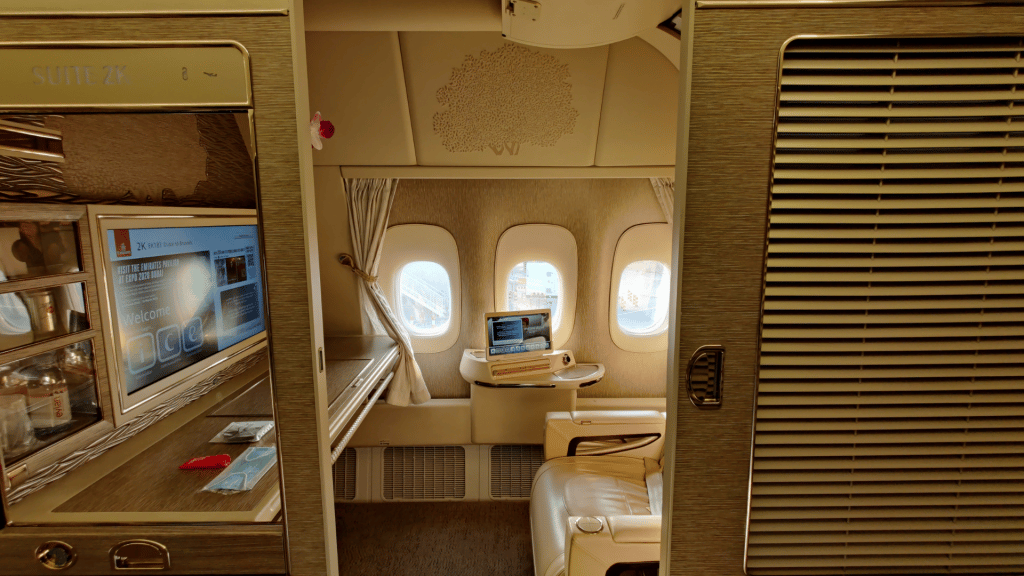 Verschließbare Fenster in der Emirates First Class Suite 