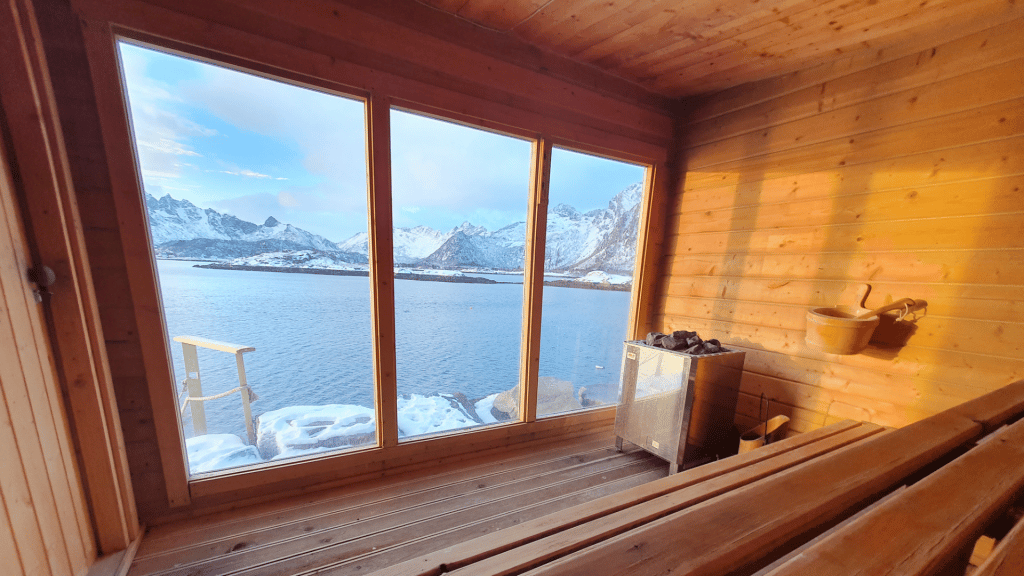 Norwegische Sauna Mit Blick Auf Berge